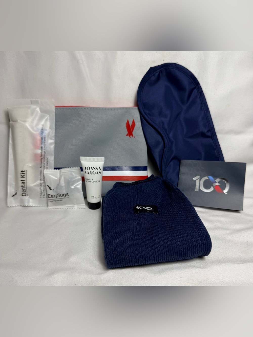 Travel Comfort Kit with Navy Beanie & Sleep Mask